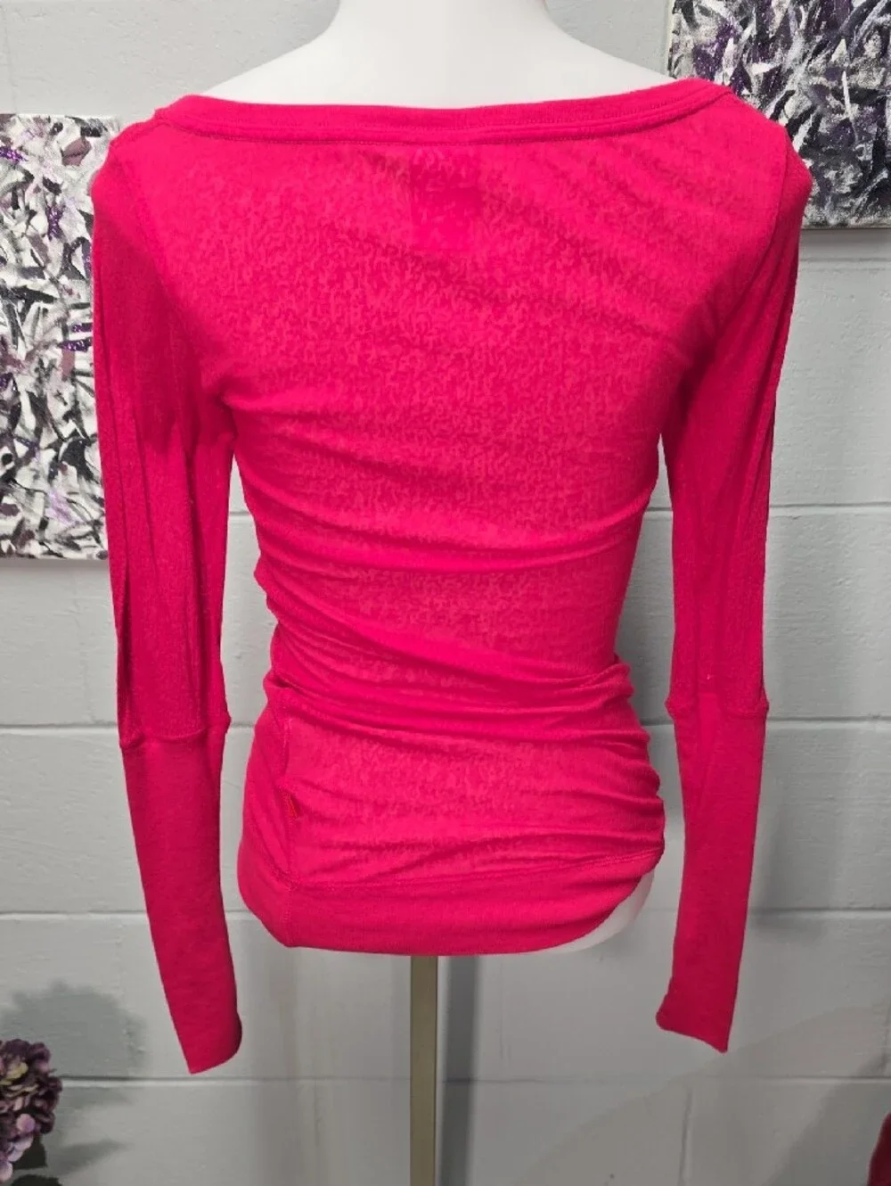 Nike Hot Pink Long Sleeve Boatneck Top